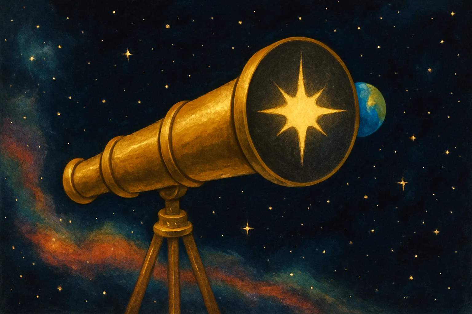 NASA's Roman Space Telescope floating in space with a star blocked and a small planet visible beside it
